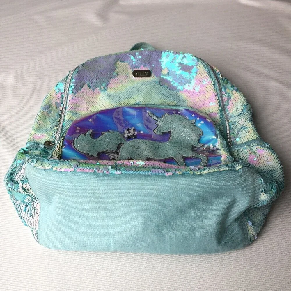 Justice Unicorn Flip Sequins Shaky Backpack Kids Girls School Bookbag Shimmery